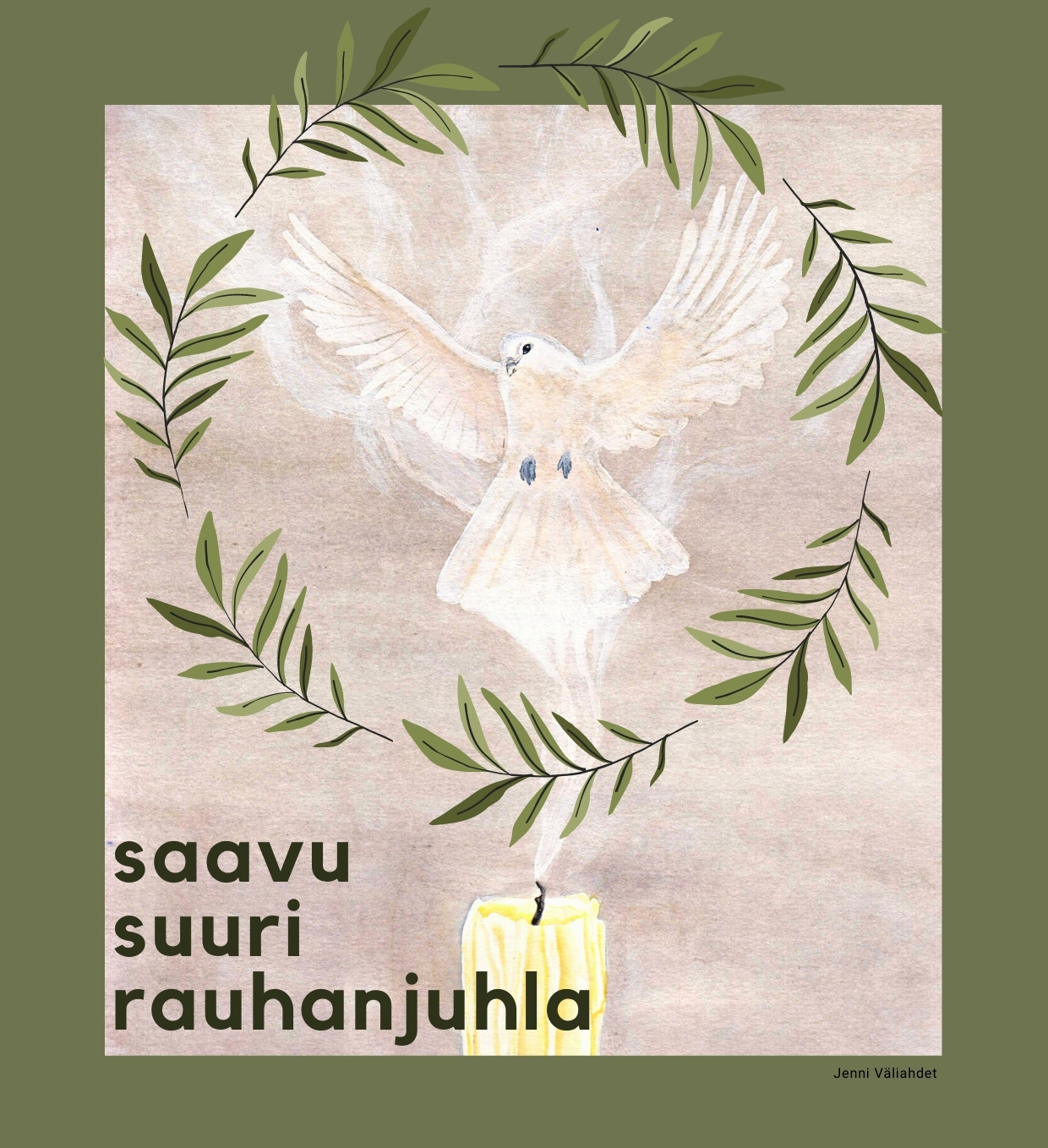rauhankyyhky, kynttilä ja seppele