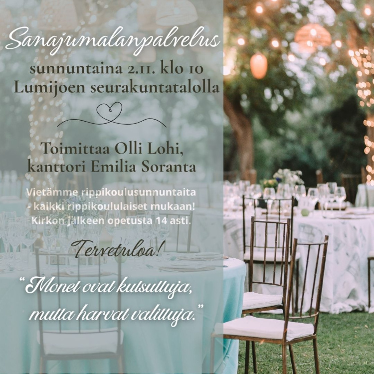 kuvassa puutarhaan katettu kahvihetki