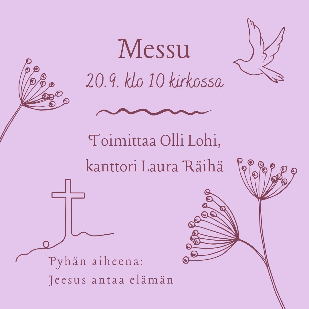 risti, kukkia ja lintu