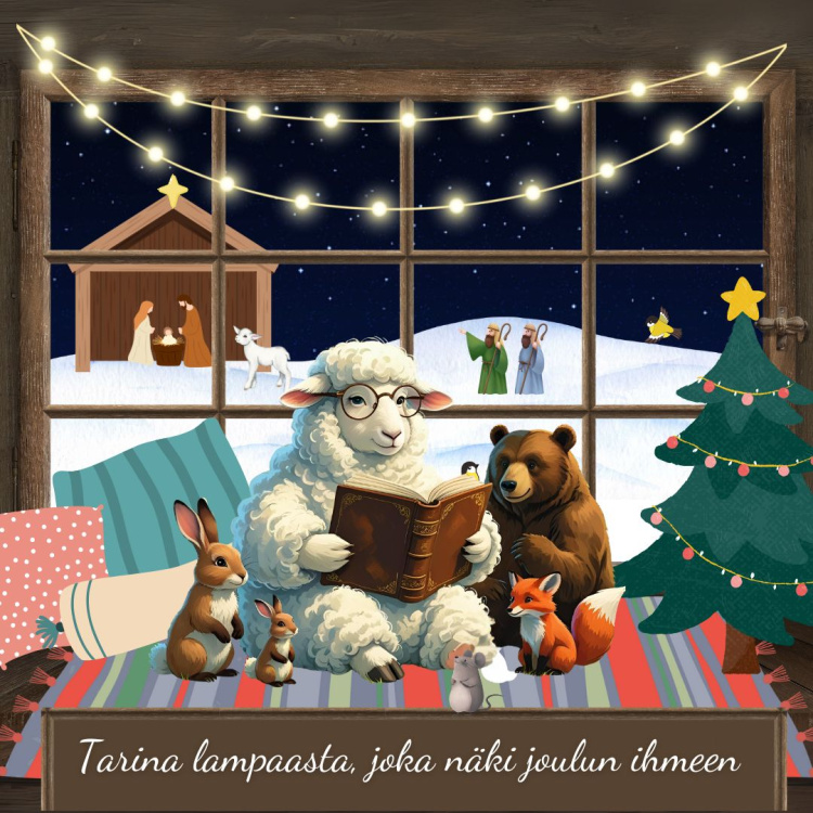 Eläimiä lukemassa satua, teksti