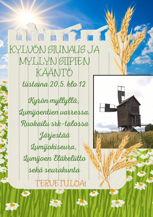 Kylvön siunaus ja myllyn siipien kääntö mainos kylvön siunauksesta