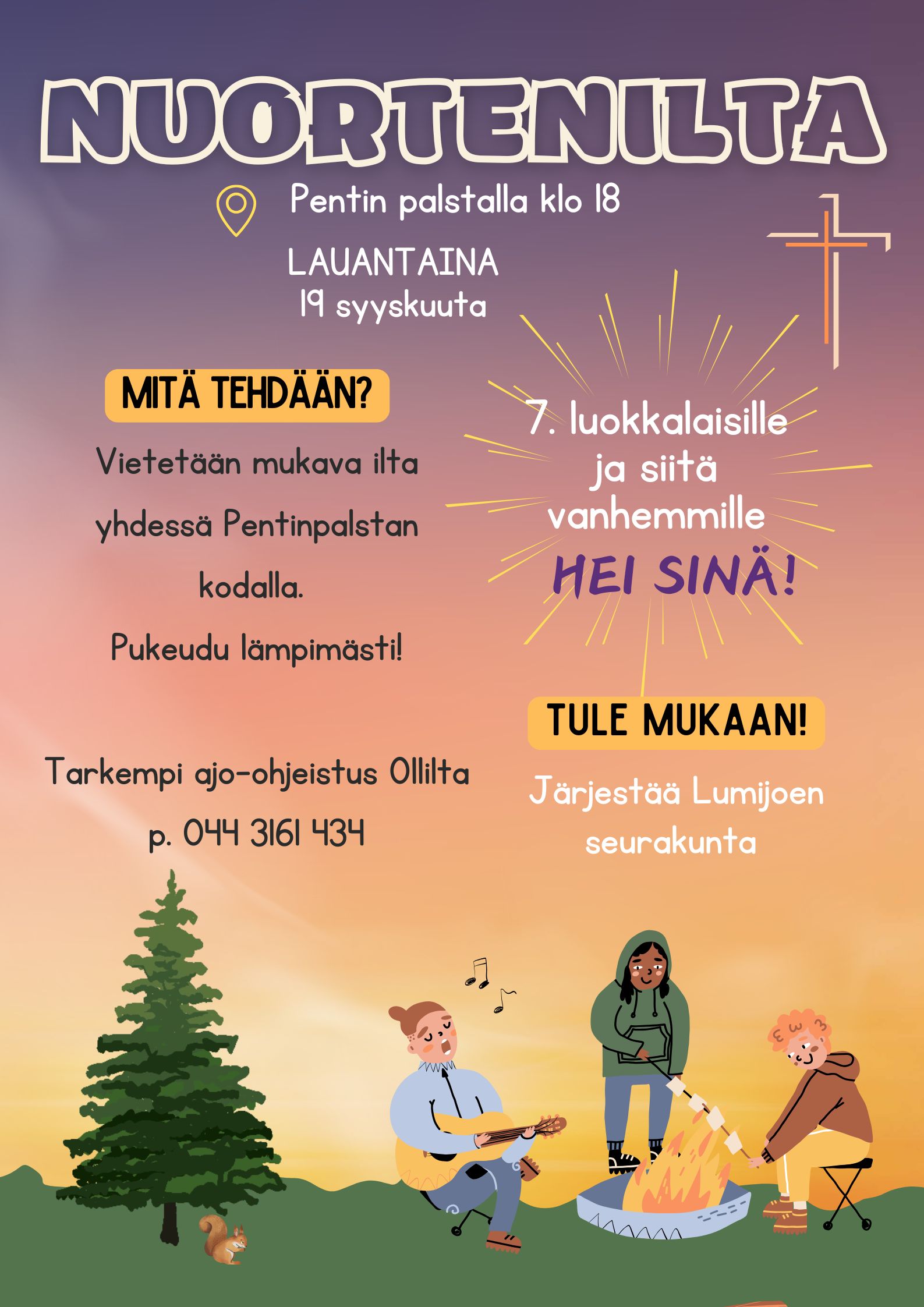 laulelua nuotiolla metsässä
