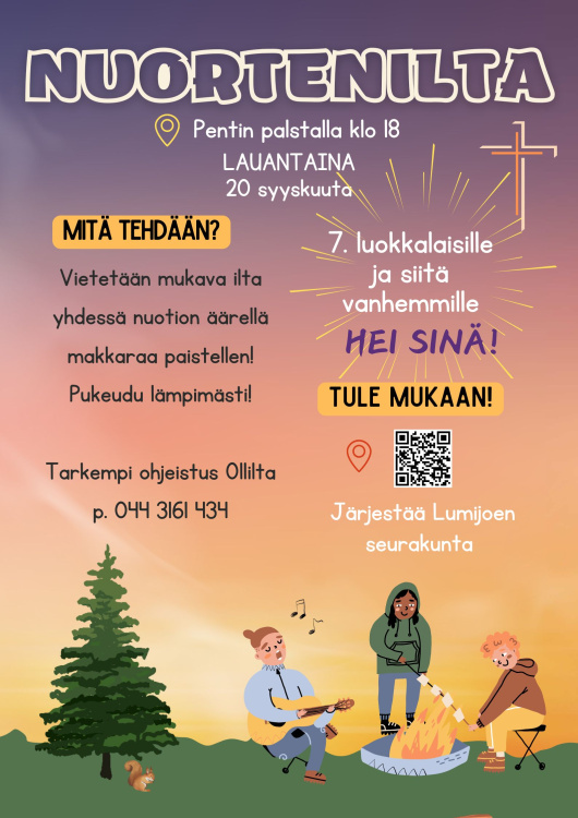 kuvassa nuoria nuotiolla luonnon helmassa