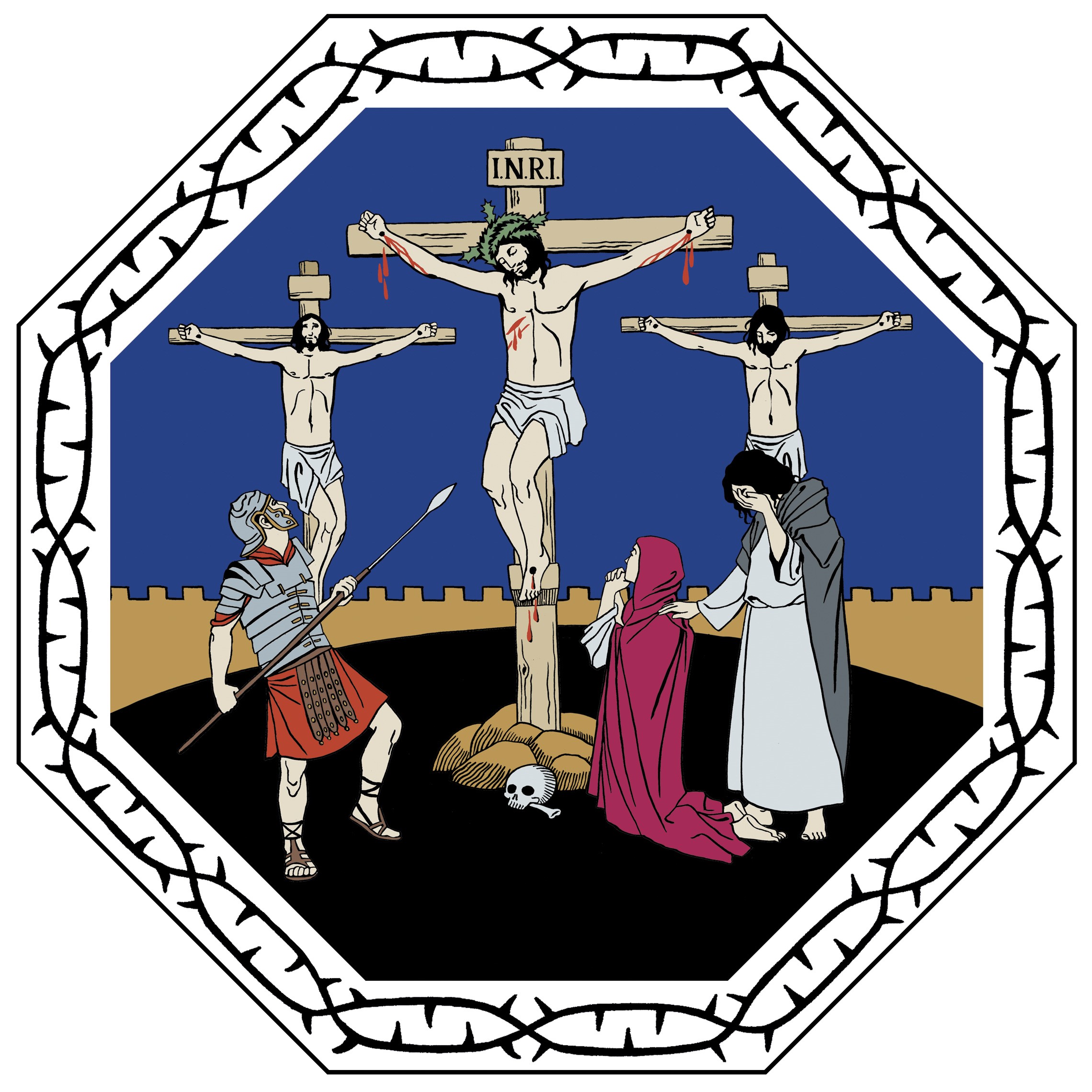 kirkkovuoden kuva pitkäperjantai, Jeesus ristillä ryöväreiden kanssa, kuvaaja Anniina Mikama