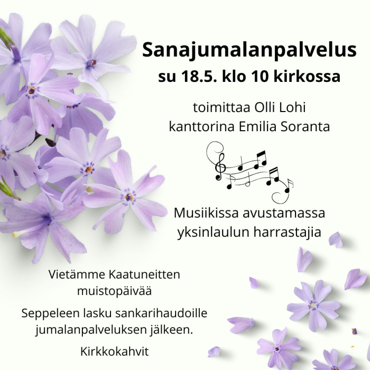 Sanajumalanpalvelus mainos kaatuneitten muistopäivän jumalanpalveluksesta