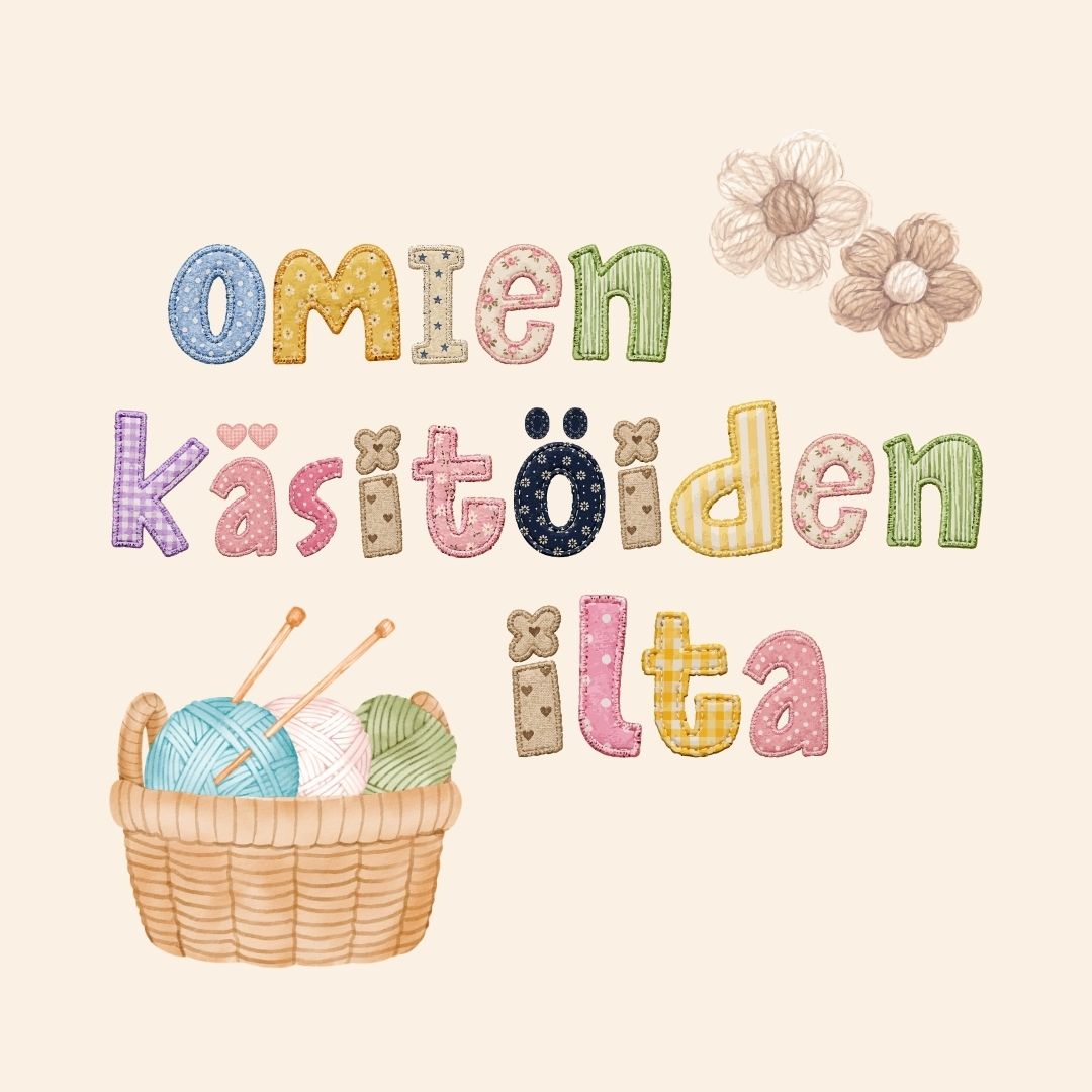puikkoja, lankaa ja tilkkukirjaimin 