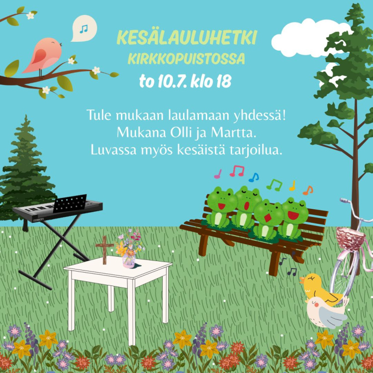 Kesälauluhetki kirkkopuistossa kesälauluhetken mainos