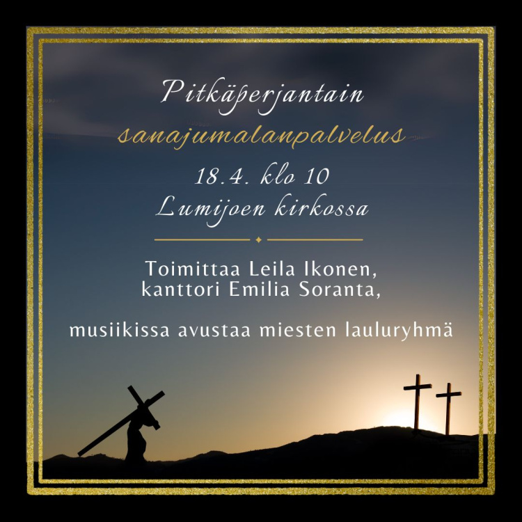 Pitkäperjantain sanajumalanpalvelus pitkäperjantain kirkon mainos