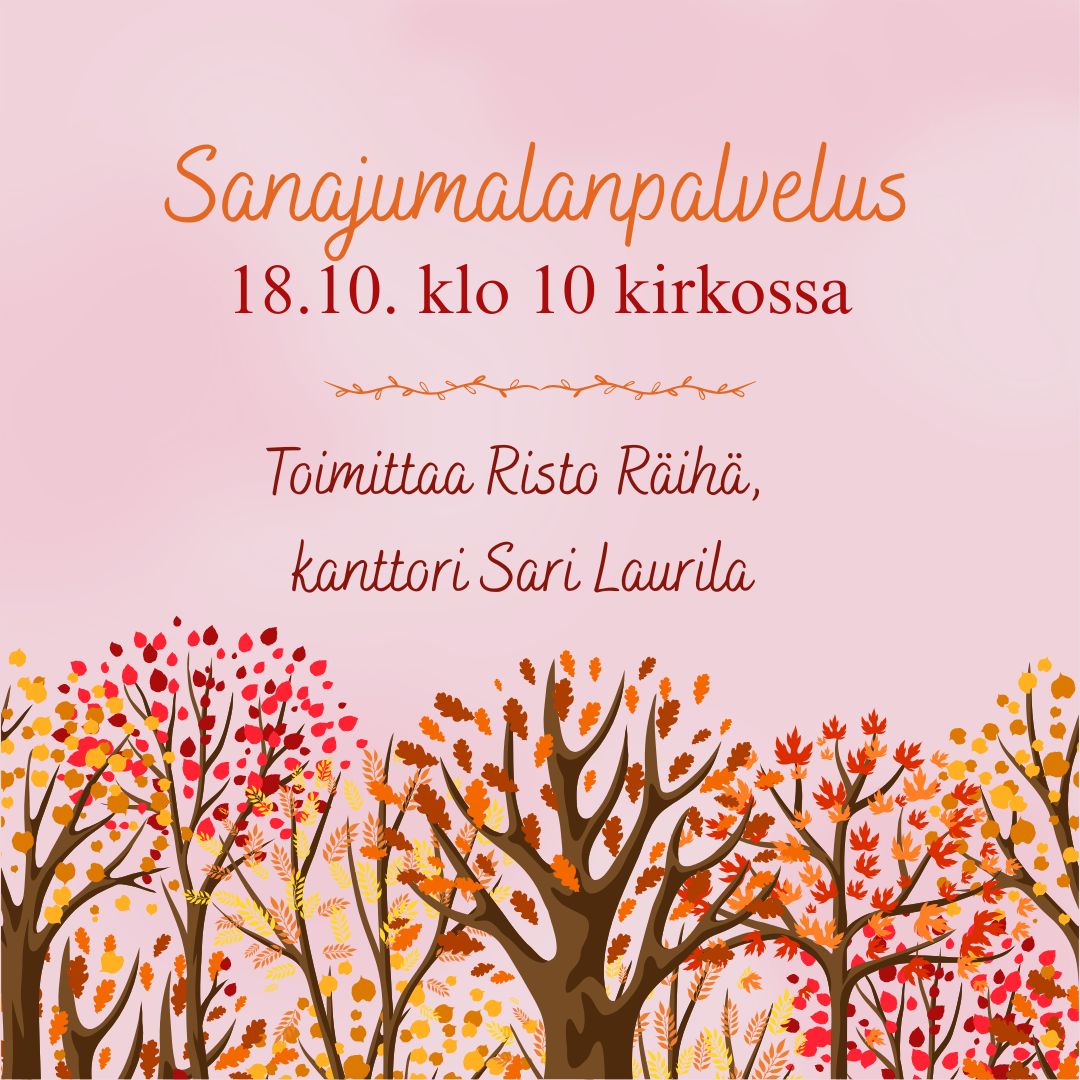 syksyn värikkäitä puita vaaleanpunaisella taustalla