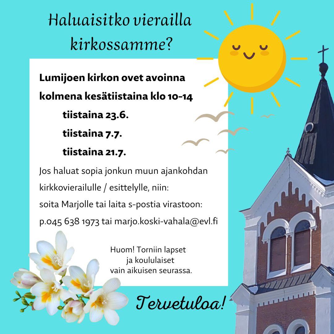 Kirkko avoinna ti 23.6 klo 10-14