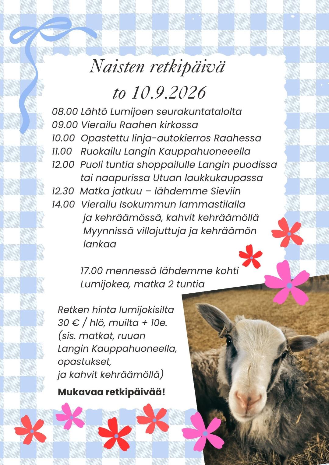 Vielä ehdit ilmoittautua Naisten retkelle!